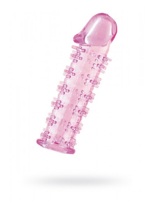 Гелевая розовая насадка на фаллос с шипами - 12 см. - Toyfa Basic - в Сергиевом Посаде купить с доставкой