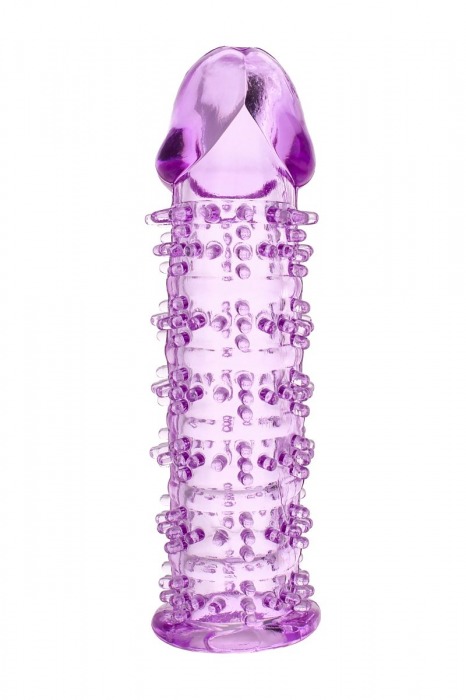 Гелевая фиолетовая насадка на фаллос с шипами - 12 см. - Toyfa Basic - в Сергиевом Посаде купить с доставкой
