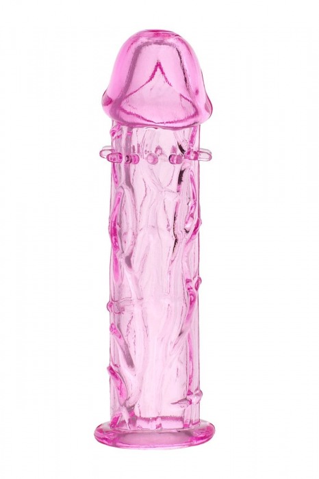 Гладкая розовая насадка с усиками под головкой - 12,5 см. - Toyfa Basic - в Сергиевом Посаде купить с доставкой