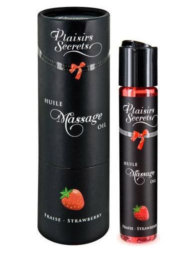 Массажное масло с ароматом клубники Huile de Massage Gourmande Fraise des Bois - 59 мл. - Plaisir Secret - купить с доставкой в Сергиевом Посаде