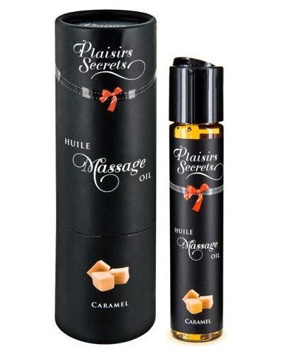 Массажное масло с ароматом карамели Huile de Massage Gourmande Caramel - 59 мл. - Plaisir Secret - купить с доставкой в Сергиевом Посаде