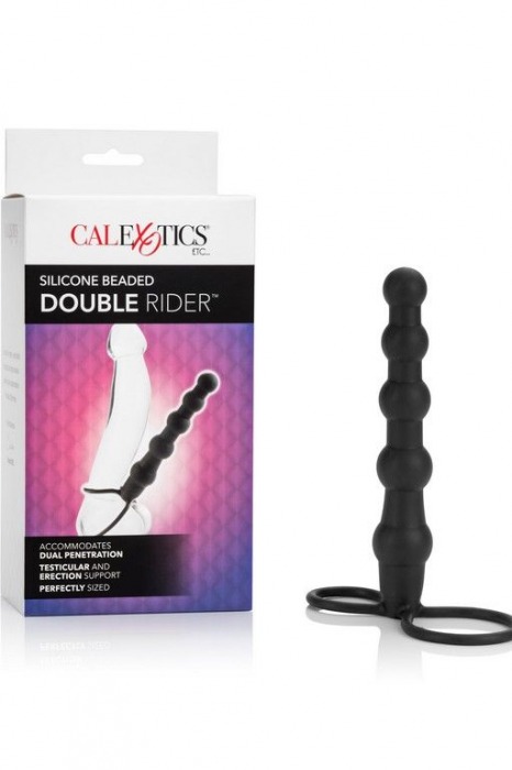 Насадка на пенис для двойного проникновения Silicone Beaded Double Rider - 14 см. - California Exotic Novelties - в Сергиевом Посаде купить с доставкой