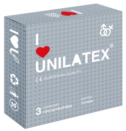 Презервативы с точками Unilatex Dotted - 3 шт. - Unilatex - купить с доставкой в Сергиевом Посаде