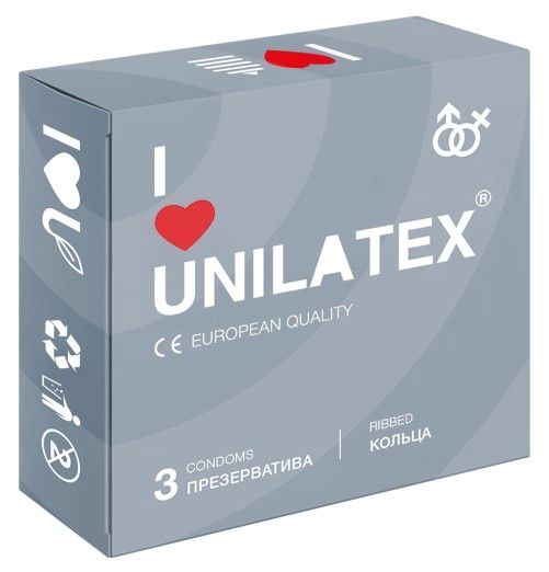 Презервативы с рёбрами Unilatex Ribbed - 3 шт. - Unilatex - купить с доставкой в Сергиевом Посаде