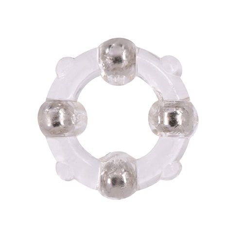 Эрекционное кольцо с 4 бусинами MENZSTUFF STUD RING CLEAR - Dream Toys - в Сергиевом Посаде купить с доставкой