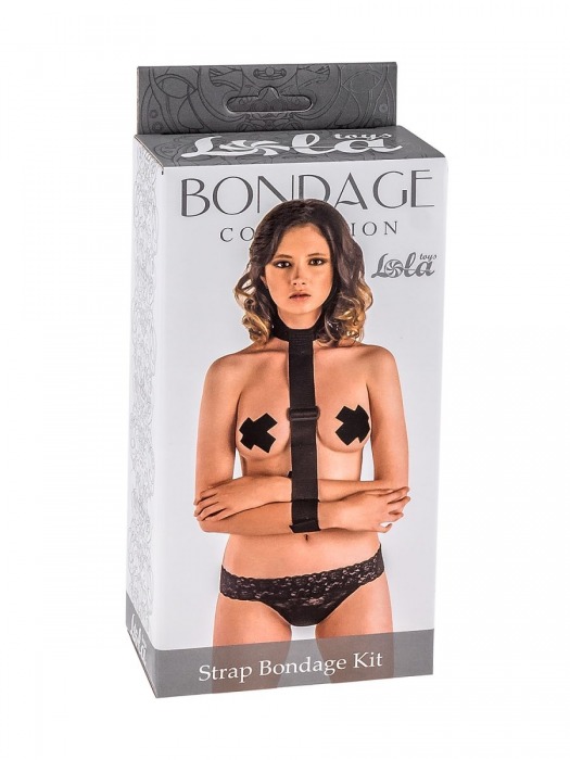 Ошейник с длинной лентой и наручниками Strap Bondage Kit One Size - Lola Games - купить с доставкой в Сергиевом Посаде