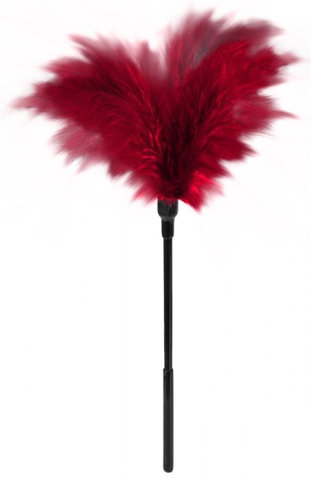 Пластиковая метелочка с красными пёрышками Small Feather Tickler - 32 см. - Blush Novelties - купить с доставкой в Сергиевом Посаде