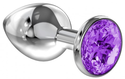 Малая серебристая анальная пробка Diamond Purple Sparkle Small с фиолетовым кристаллом - 7 см. - Lola Games - купить с доставкой в Сергиевом Посаде
