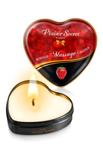 Массажная свеча с ароматом клубники Bougie Massage Candle - 35 мл. - Plaisir Secret - купить с доставкой в Сергиевом Посаде