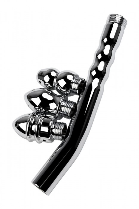 Металлический анальный душ с тремя насадками - ToyFa - купить с доставкой в Сергиевом Посаде