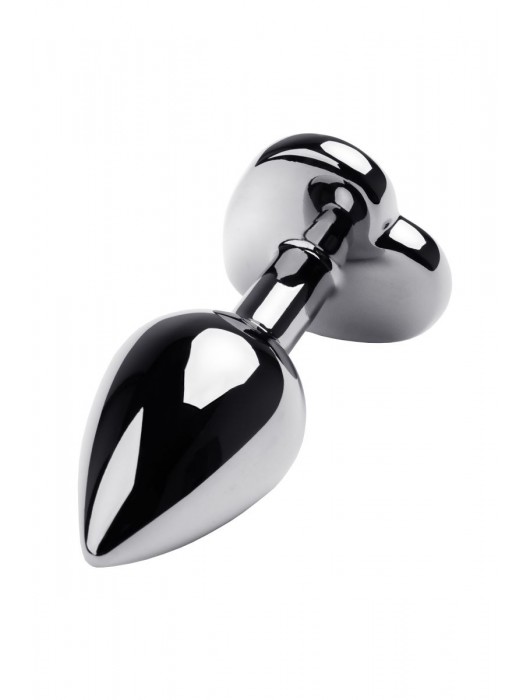 Серебристая анальная пробка с прозрачным кристаллом-сердцем - 8 см. - ToyFa - купить с доставкой в Сергиевом Посаде