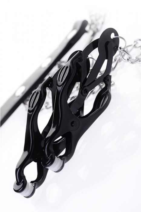 Черно-серебристые зажимы для сосков с кольцом для пениса TOYFA Metal - ToyFa - купить с доставкой в Сергиевом Посаде