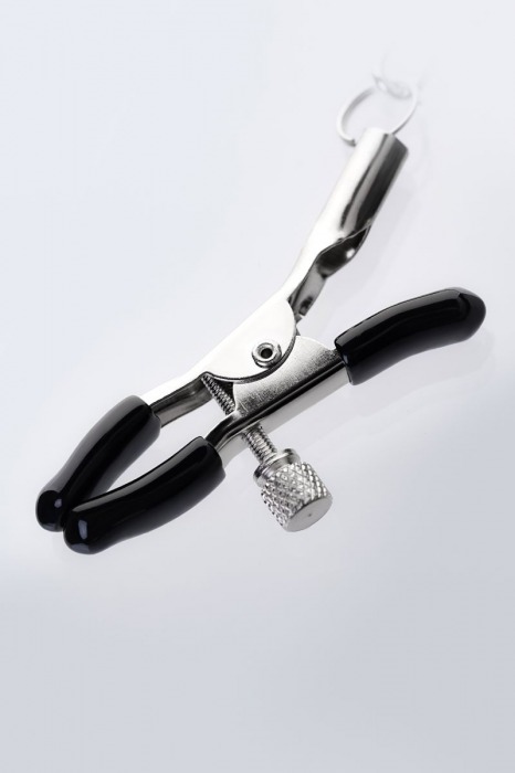 Серебристо-чёрные зажимы для сосков с кольцом для пениса TOYFA Metal - ToyFa - купить с доставкой в Сергиевом Посаде